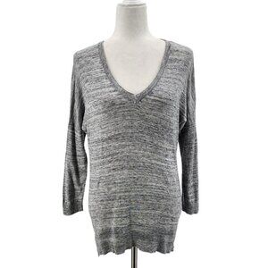 H&M L.O.G.G. Heather Gray V-neck Knit Sweater Womens Small